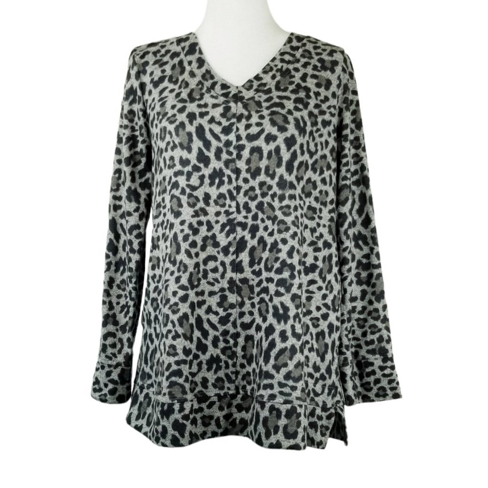 Ellen Tracy Soft Animal Leopard Print Sweatshirt